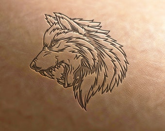 Leather Stamp (Delrin material): Wolf's head, angry wolf, leather stamps, custom leather stamp, leather tools, craft tools, embossing tools