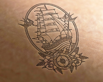 Leather Stamp (Delrin material), marine stamp, wind rose stamp, leather stamps, custom leather stamp, leather tools, embossing tools,