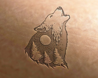 Leather Stamp (Delrin material): Howling Wolf , leather stamps, custom leather stamp, leather tools, craft tools, embossing tools
