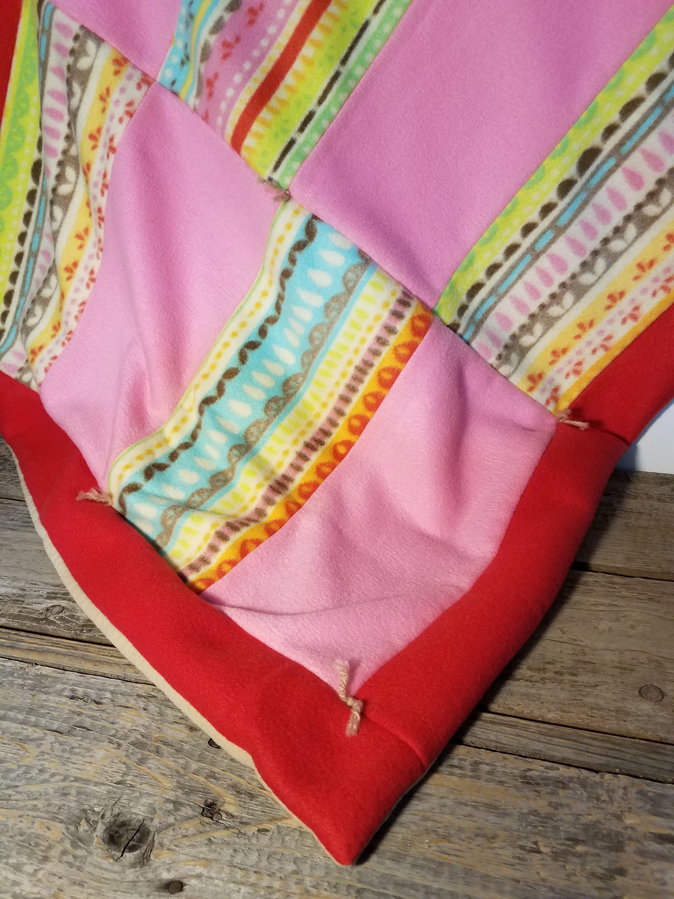 Red and Pink Patchwork Fleece Baby Quilt Etsy