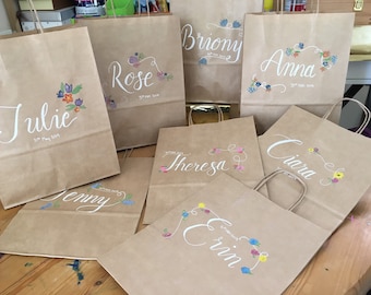 Personalised gift bags / wedding / birthday / hen / baby shower / kraft bag