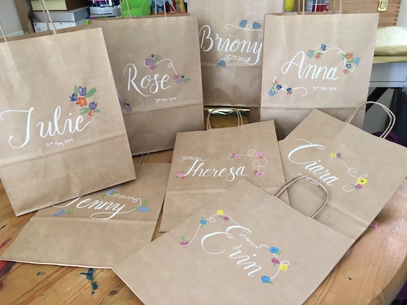 Personalised gift bags / wedding / birthday / hen / baby shower / kraft bag
