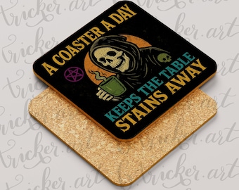 Funny Grim Reaper Coaster: Gothic Kitchen Decor, Sarcastic Quote