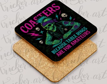 Funny Coaster Punk Skeleton  – “Coasters because table rings are for amateurs” – Alternative  Gift