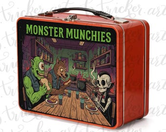 Gothic Lunch Box – Monster Munchies Horror Diner Design | Metal Lunch Tin for Alternative life