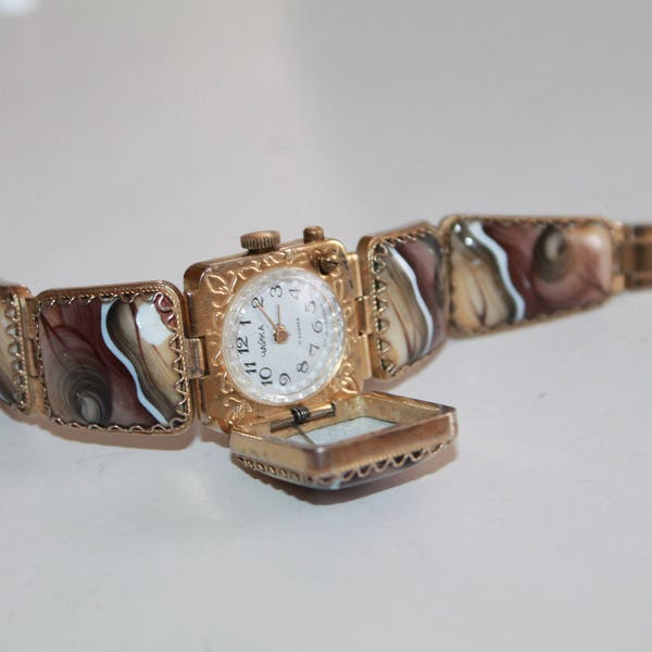 Orologio Bracciale Chaika. Ornato orologio con bracciale in ceramica per le donne. Orologio da donna russa dell'annata. Orologio meccanico anni ' 80 regalo per lei