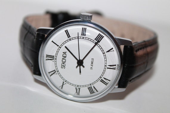 SEKONDA Watch Raketa – Vintage Gents Watch – Mechanical Watch Men – Gift For Him.Rocket Watch 1980s White Dial Watch Unisex Soviet Watch