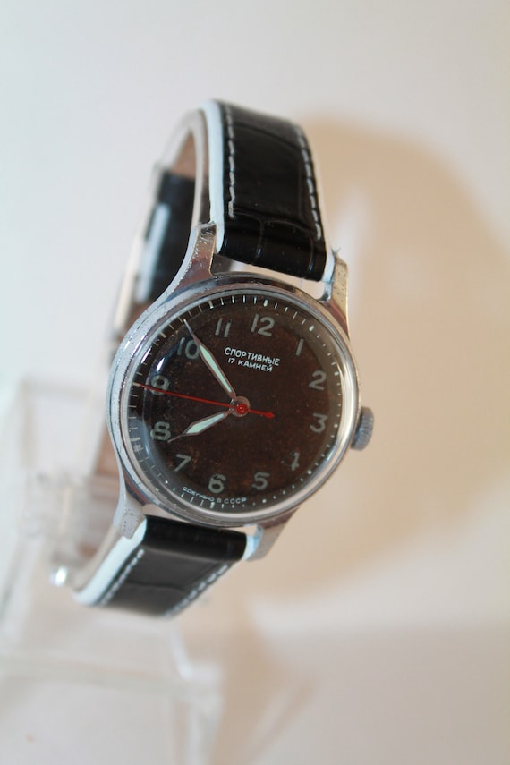 Soviet Stop-Watch Sportivnyje 1960.Collectible wristwatch.classic watch shockproo 1MChZ Kirova USSR men watch f luxury leather band.