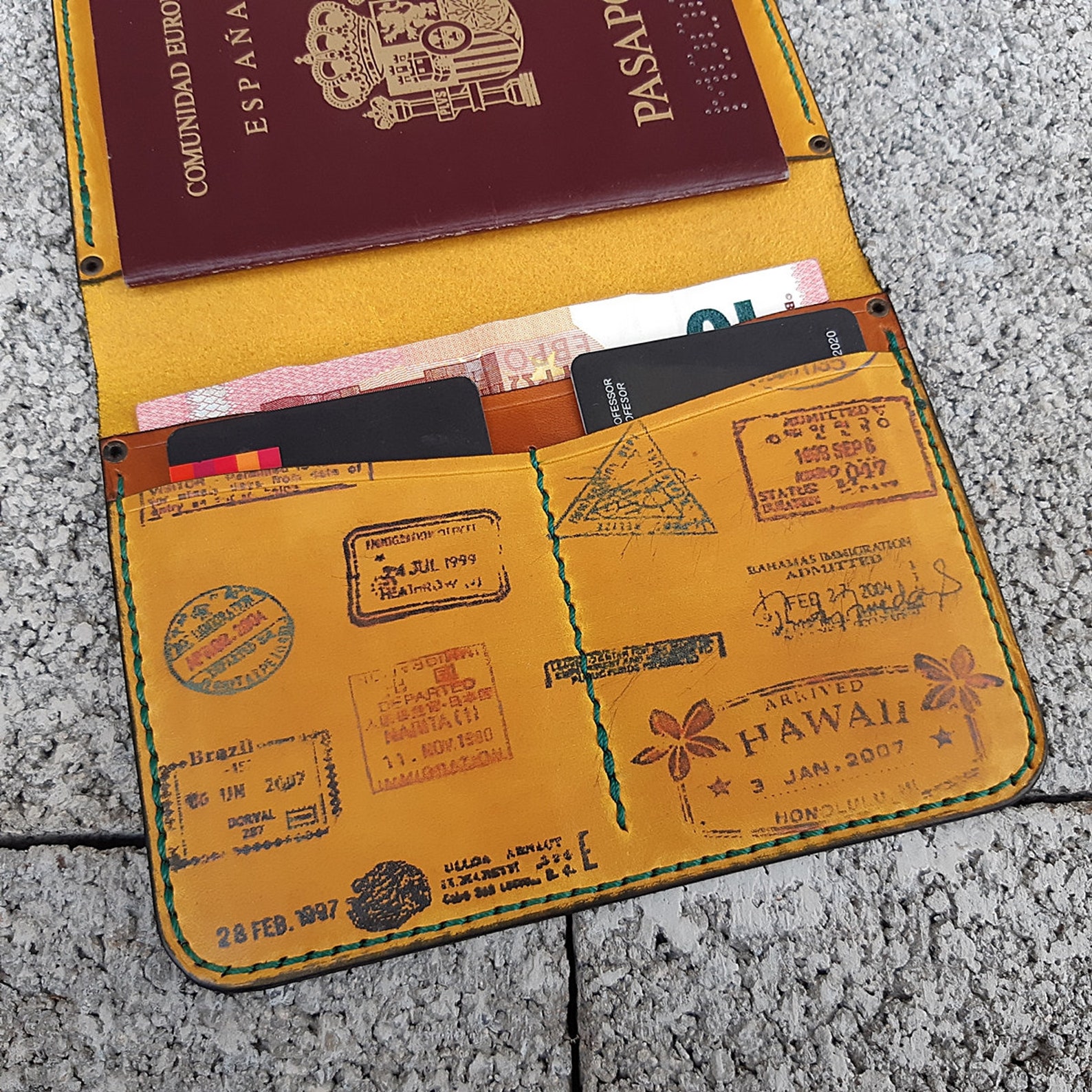 Leather passport cover with countries stamps Rustic passport Etsy