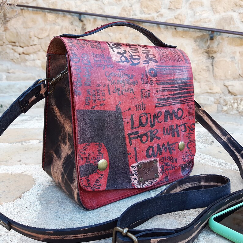 graffiti leather purse