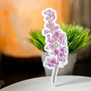 Stickers ~ Lilas ~ Branche de lilas ~ Fleurs printanières ~ Illustrations originales dessinées à la main ~ Holographique étanche ~ Sticker voiture ordinateur portable