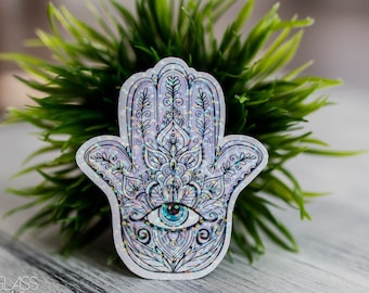Stickers ~ Hamsa Mandala ~ Witchy Magical Metaphysical Stickers ~ Original Illustrations ~ Waterproof Holographic