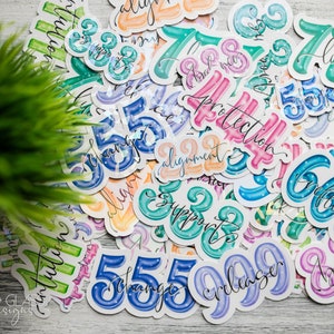 Stickers ~ Stickers chiffre 111 222 333 444 555 666 777 888 999 ~ #s anges ~ Illustrations originales ~ Holographique étanche