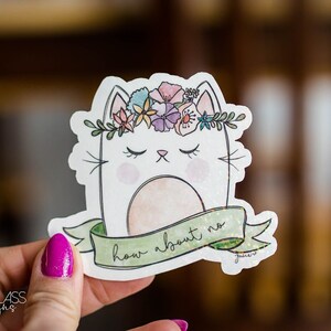 Aufkleber ~ "How circa no"" Kitty Katzenaufkleber ~ Sassy Moody Kitty ~ Original Illustrationen ~ wasserfest holographisch."