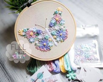 Floral Butterfly Embroidery: Beginner DIY Kit
