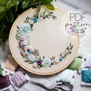 Floral Moon : Advanced Beginner Digital Embroidery Pattern (PDF)