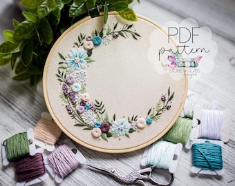 Floral Moon : Advanced Beginner Digital Embroidery Pattern (PDF)