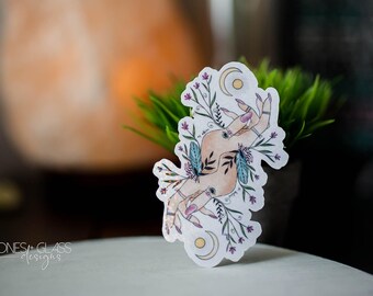 Witchy Waterproof Sticker, As Above So Below Hands (Holographic Vinyl)