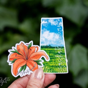 Adesivos ~ Saskatchewan SK Canola Field ~ Flor de lírio da pradaria ~ Província Canadá Viagem ~ Ilustrações originais ~ Holográfico à prova d'água