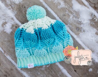 Frozen Leaves Beanie Crochet Hat Pattern ~ Digital Download ~ PDF ~ Crochet Baby Child Adult Beanie