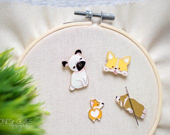 Magnetic Needle Minder ~ Dog Corgi Frenchie Cute Puppies Puppy ~ Charm Needle Keeper ~ Embroidery / Cross Stitch Tool - Diamond Dots Magnet