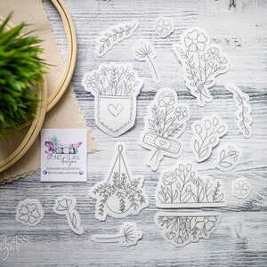 Stick and Stitch ~ Floral Design Pack ~ Embroidery Transfers ~ Wash Away Stabilizer ~ DIY Embroidery Design Patches~Stick & Stitch Patterns