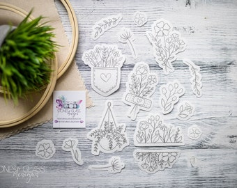 Stick and Stitch ~ Floral Design Pack ~ Borduurtransfers ~ Wegspoelstabilisator ~ DIY Borduurontwerppatches ~ Stick & Stitch-patronen