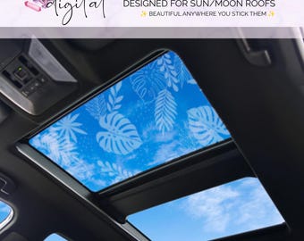 DIGITAL Tropical Leaves Vinyl Decals - Monstera Plant Car Sunroof PNG SVG Customizable Cut Files