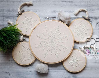 Let It Snow {Snowflake} (5 designs): Beginner Digital Embroidery Pattern (PDF)