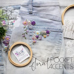 Stick & Stitch Floral Pocket Accents: Beginner Digital Embroidery Pattern (PDF)