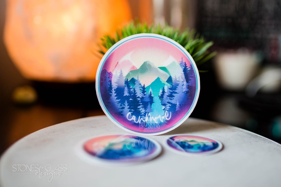 Stickers ~ Canmore, AB ~ Three Sisters Mountains ~ Alberta Canada Rocky ...