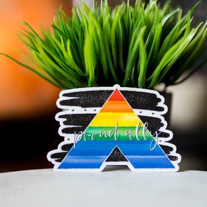 Aufkleber ~ Proud Ally ~ Ally Flagge ~ Pride LGBTQ+ Sticker ~ Original Illustrationen ~ wasserfest holographisch matt
