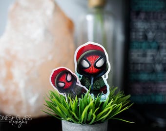 Pegatina de Spider-Man: Diseño dibujado a mano {Holográfica e impermeable}