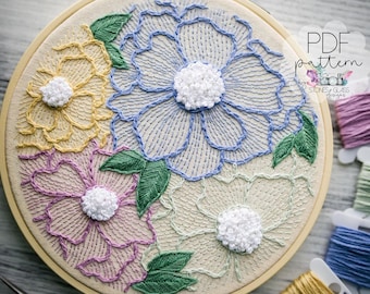 Meditative Florals: Beginner Digital Embroidery Pattern (PDF)