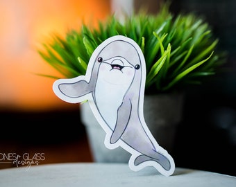 Stickers ~ Happy Dolphin Sticker ~ Cute Sea Life Ocean Sticker ~ Original Illustrations ~ Waterproof Holographic