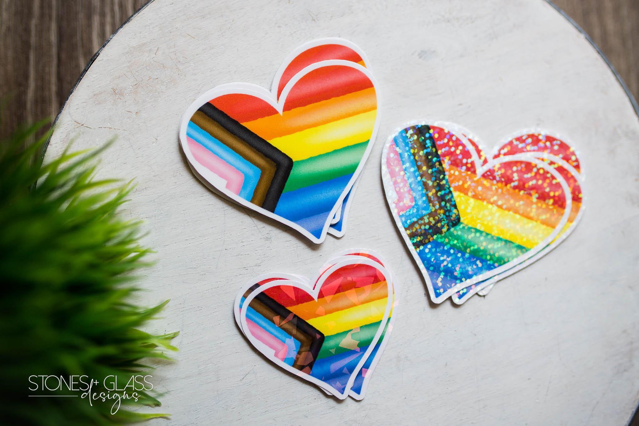 Pride Flag and Heart Stickers: Waterproof Matte or Holographic - Etsy