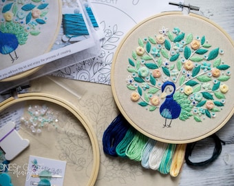 Botaniquill Peacockington {Floral Peacock} Embroidery: Beginner DIY Kit
