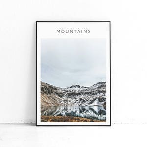 Printable Mountain Lake Photo, Nordic Poster Art, Hiking Poster, Printable Mountains, Mountain Range, Wall Decor, Lake House Decor, Zen Art image 5