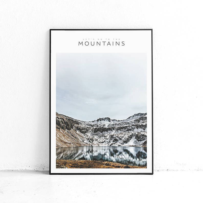 Printable Mountain Lake Photo, Nordic Poster Art, Hiking Poster, Printable Mountains, Mountain Range, Wall Decor, Lake House Decor, Zen Art image 5