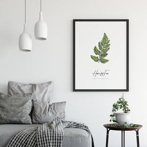 Printable Fern Wall Art Decor, Fern Botanical Print, Fern Wall Hanging, Green Leaves Poster, Modern Leaves Print, Modern Large Art image 6