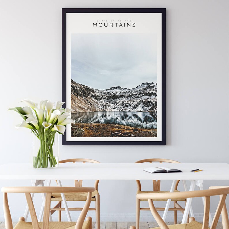 Printable Mountain Lake Photo, Nordic Poster Art, Hiking Poster, Printable Mountains, Mountain Range, Wall Decor, Lake House Decor, Zen Art image 8