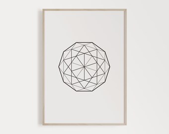 Printable Sacred Geometry Geometric Poster Art, Nordic Art Design, Minimalist, Poster Scandinave, Black And White, Modern Art, Art Print