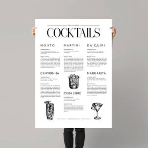 Printable Cocktail Poster Nordic Wall Print, Signature Drinks Bar Cart Art Print, Dorm Decorations, DIY Gift For Woman, Gifts For Boss Woman image 3