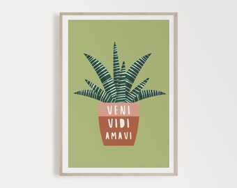 Cactus Wall Art Printable Quote Typography Print, Illustration Succulent Planter Printable Wall Art, Tropical Print Scandinavian Art