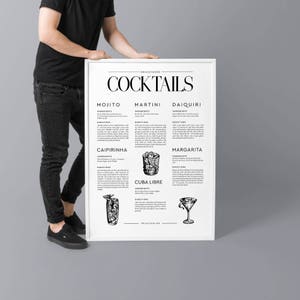 Printable Cocktail Poster Nordic Wall Print, Signature Drinks Bar Cart Art Print, Dorm Decorations, DIY Gift For Woman, Gifts For Boss Woman image 8