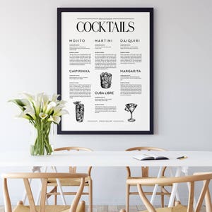 Printable Cocktail Poster Nordic Wall Print, Signature Drinks Bar Cart Art Print, Dorm Decorations, DIY Gift For Woman, Gifts For Boss Woman image 4
