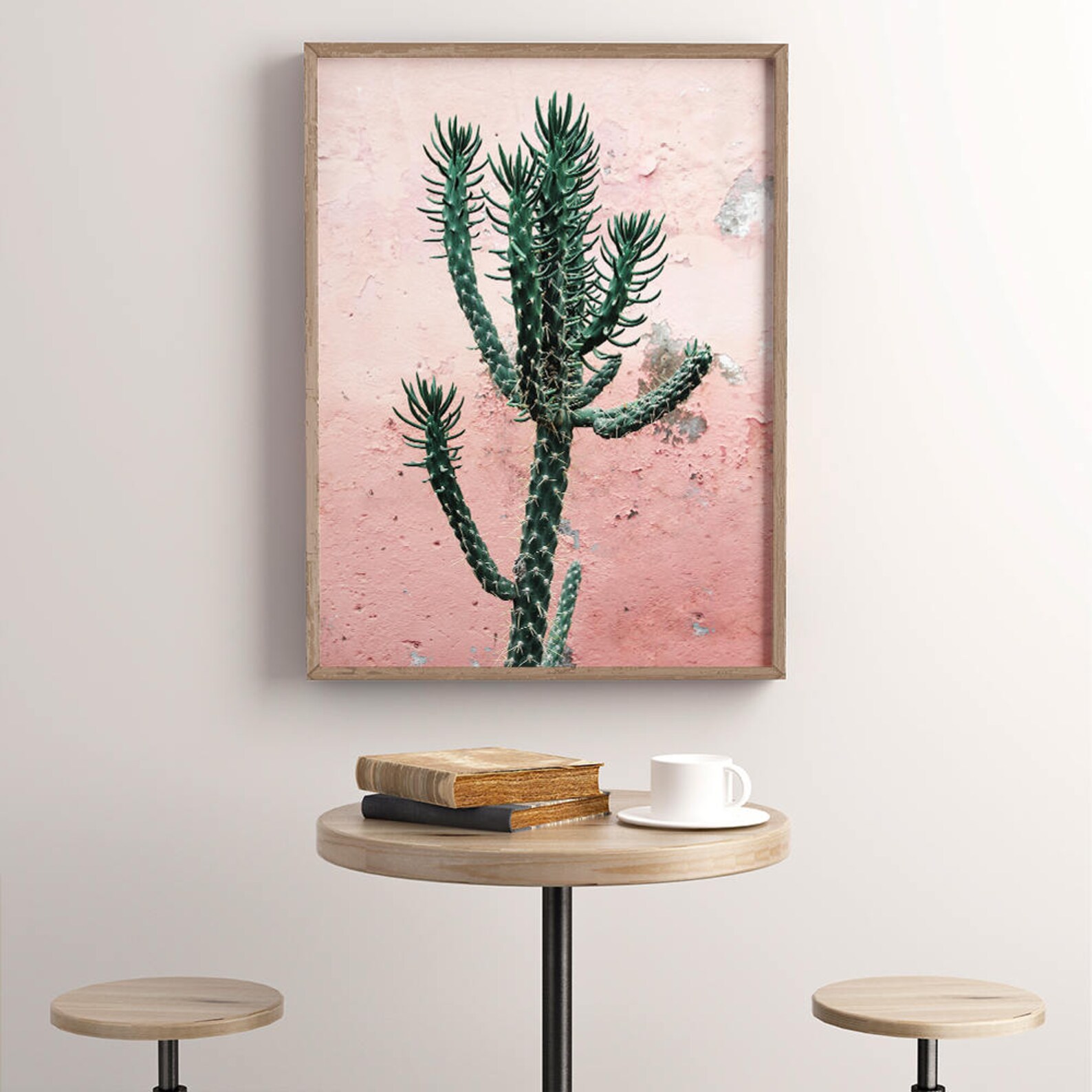 Printable Blush Pink Cactus Print Bohemian Pink Cactus Wall Etsy