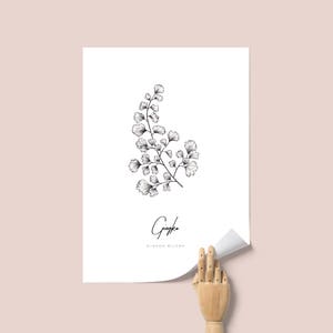 Ginkgo Leaf Botanical Prints, Ginkgo Leaves Printable Wall Art, Pressed Flowers Minimal Poster Print, Botanical Prints, Botanical Print Sets image 4