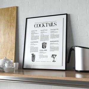 Printable Cocktail Poster Nordic Wall Print, Signature Drinks Bar Cart Art Print, Dorm Decorations, DIY Gift For Woman, Gifts For Boss Woman image 6