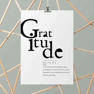 Printable Gratitude Art Print, Thank You Wall Art, Grateful Poster